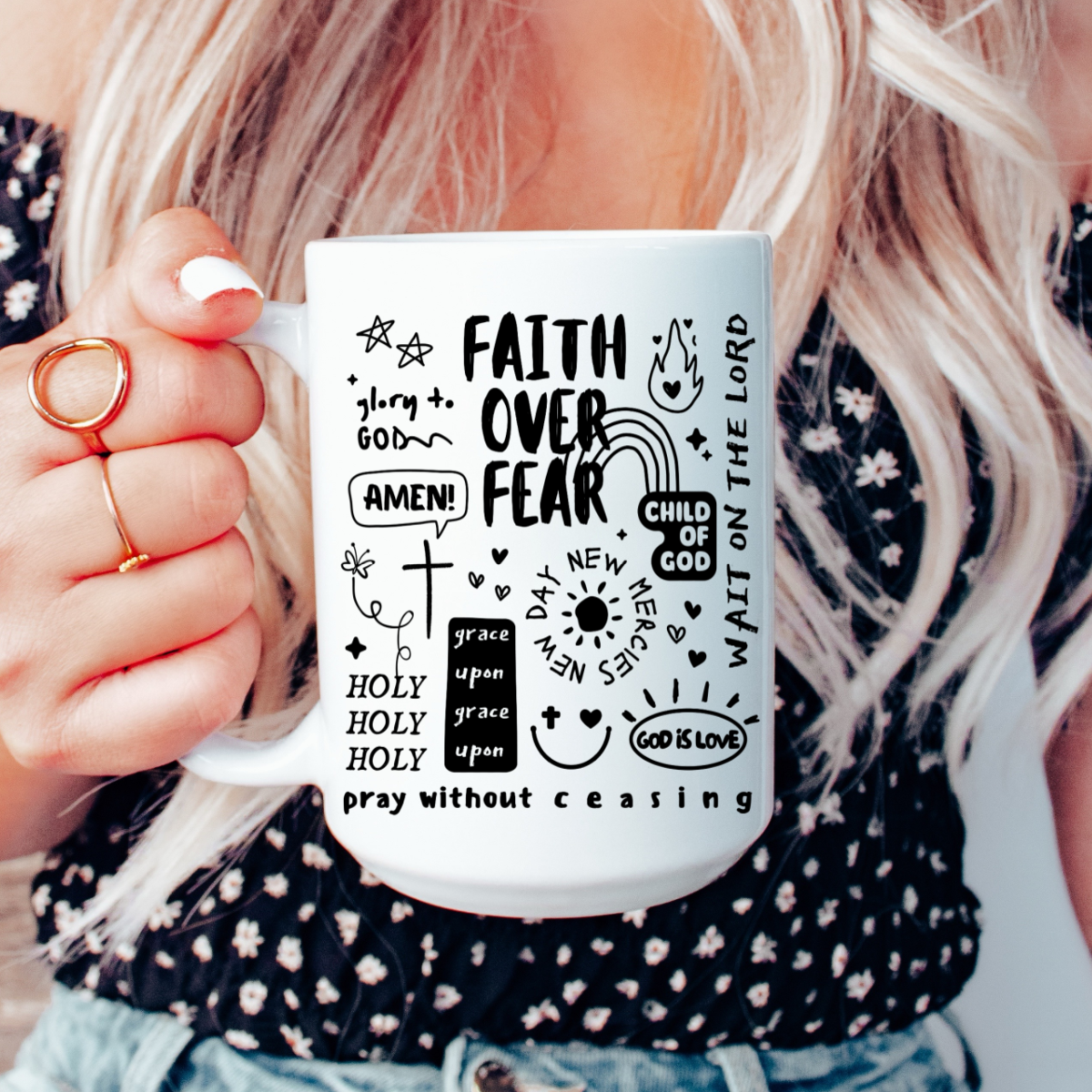 Faith over fear mug, Christian mug, Christian gift, mug
