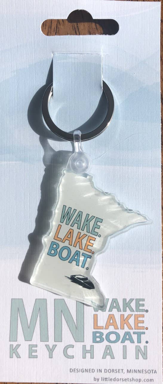 Wake, Lake, Boat Keychain