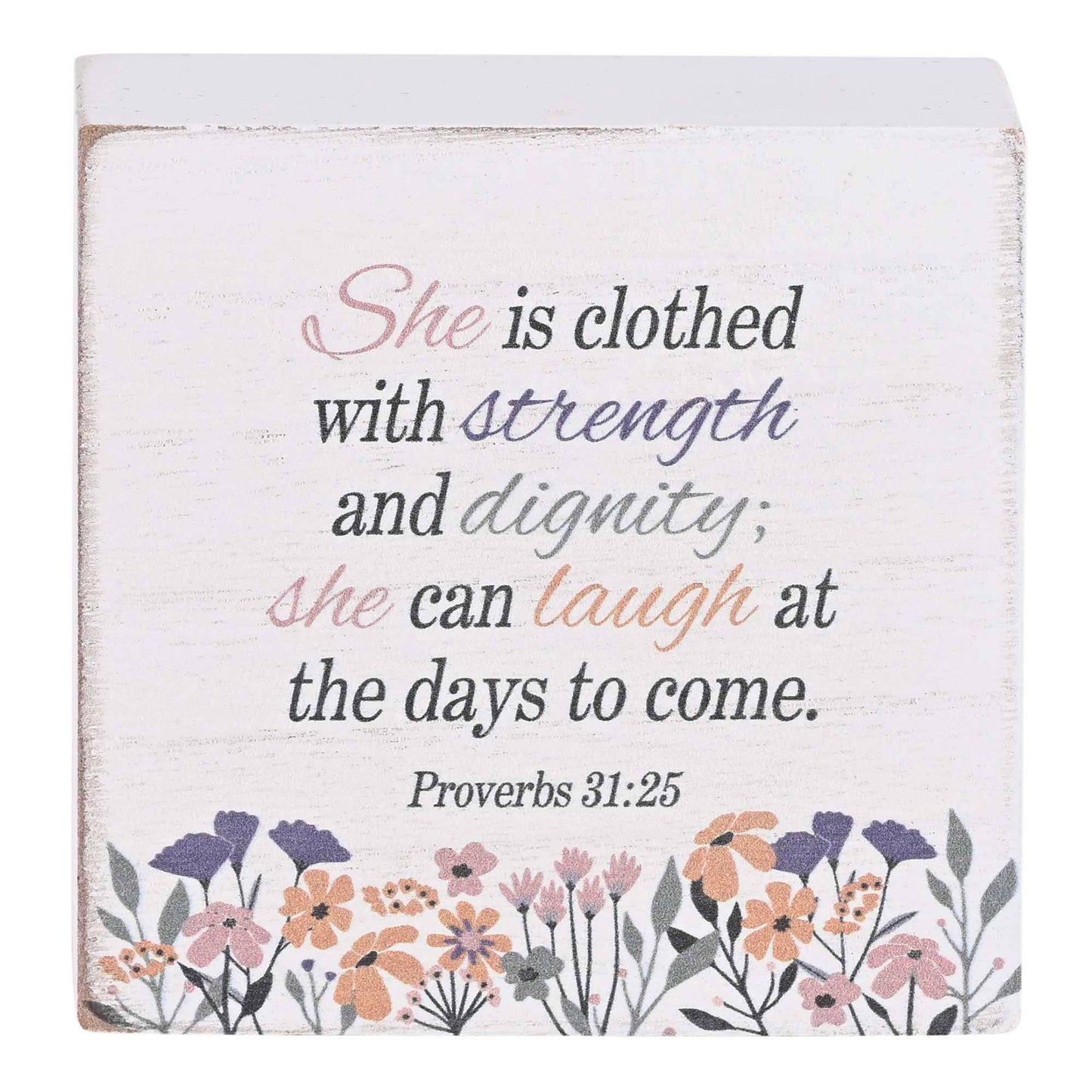 Tabletop Plaque She Is Clothed 3x3