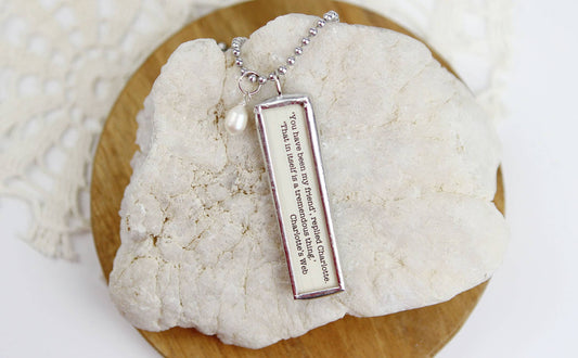 Charlotte's Web Literary Book Charm Necklace