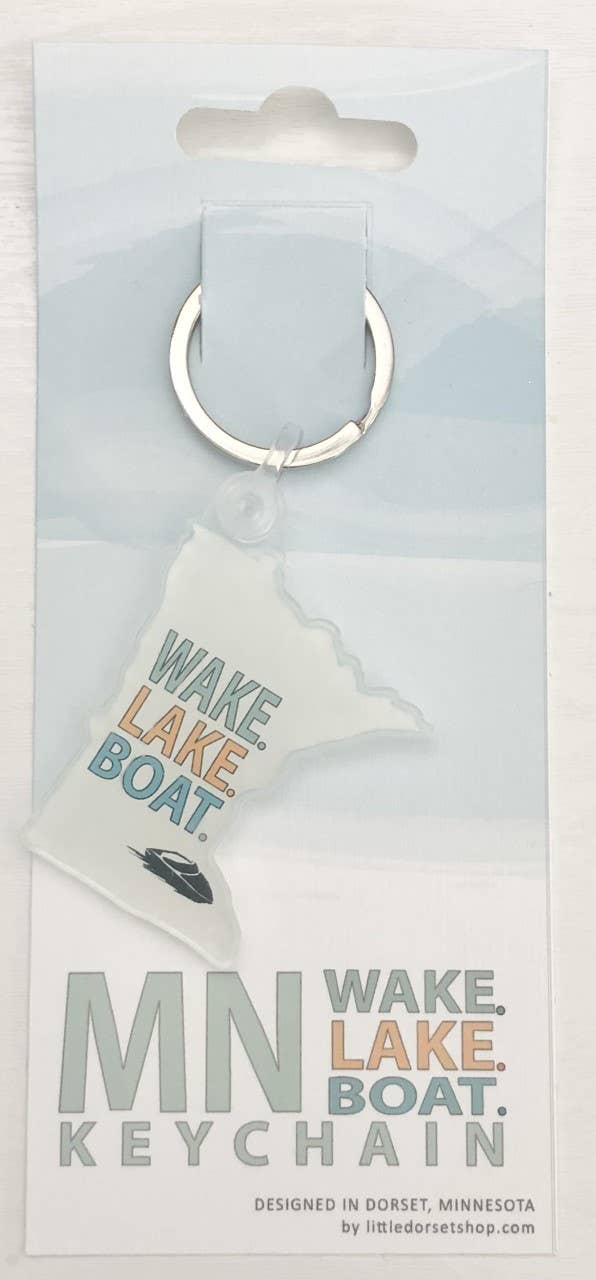 Wake, Lake, Boat Keychain