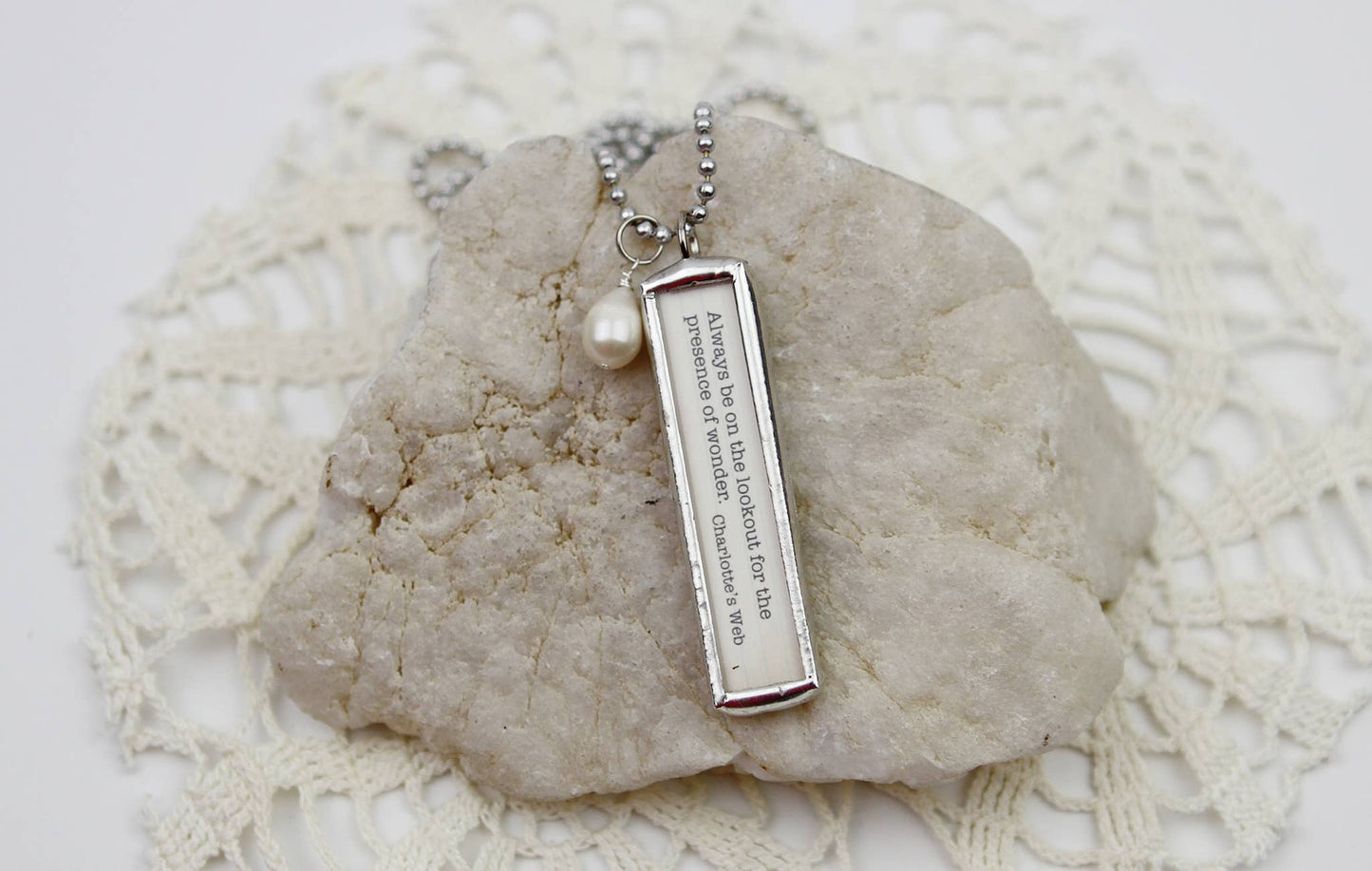 Charlotte's Web Wonder Book Quote Soldered Charm Necklace