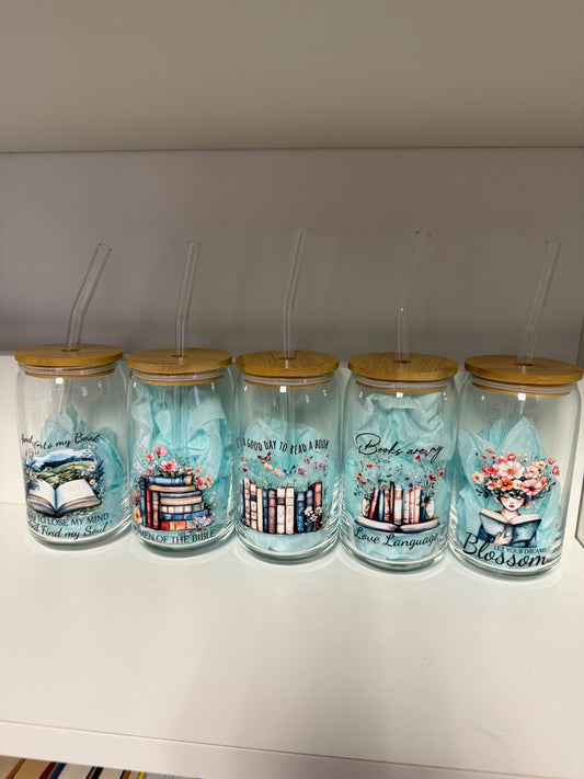 Glass Tumblers with Lids and Straws