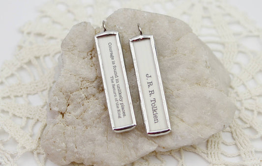 Tolkien Unlikely Courage Book Quote Soldered Charm Necklace 