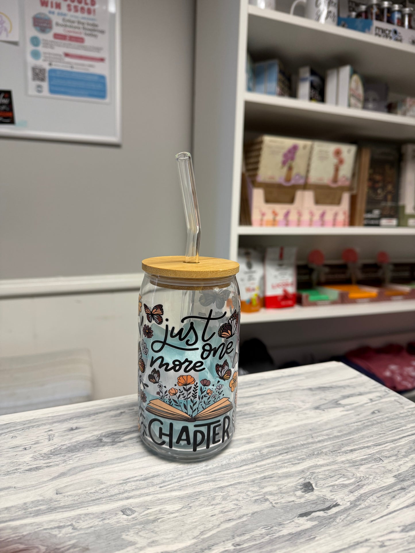 Glass Tumblers with Lids and Straws Full Wrap