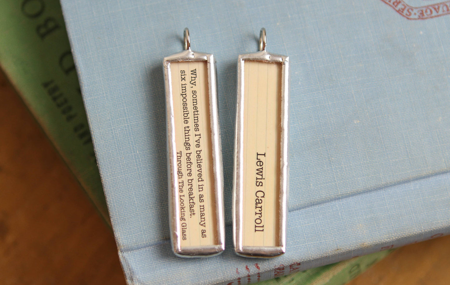 Through The Looking Glass Literary Book Charm Necklace