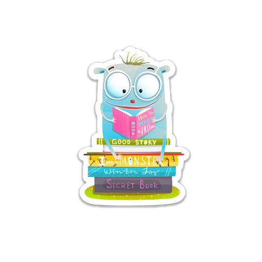 Little Monster Reading Books Vinyl Sticker