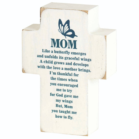 Mom Butterfly Wings Tabletop Cross