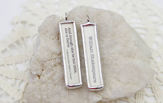 Shakespeare She is Fierce Quote Soldered Charm Necklace  