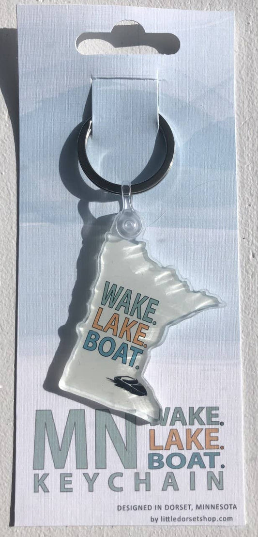 Wake, Lake, Boat Keychain