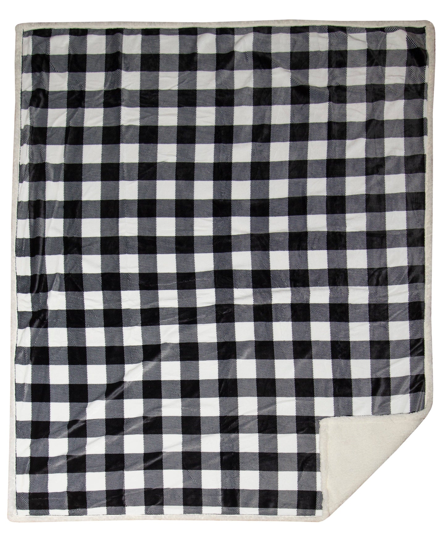 Black & White Lumberjack Plaid Plush Sherpa Throw