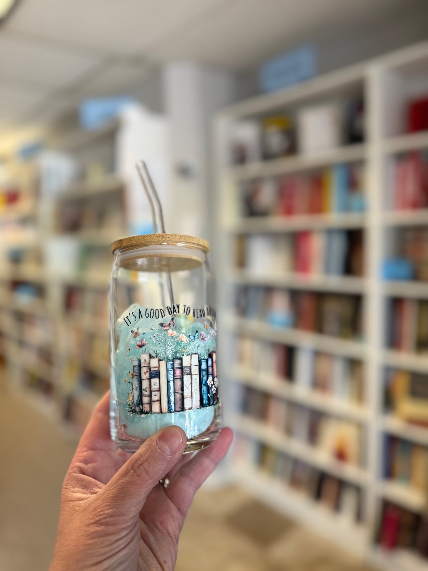 Glass Tumblers with Lids and Straws Small Decal