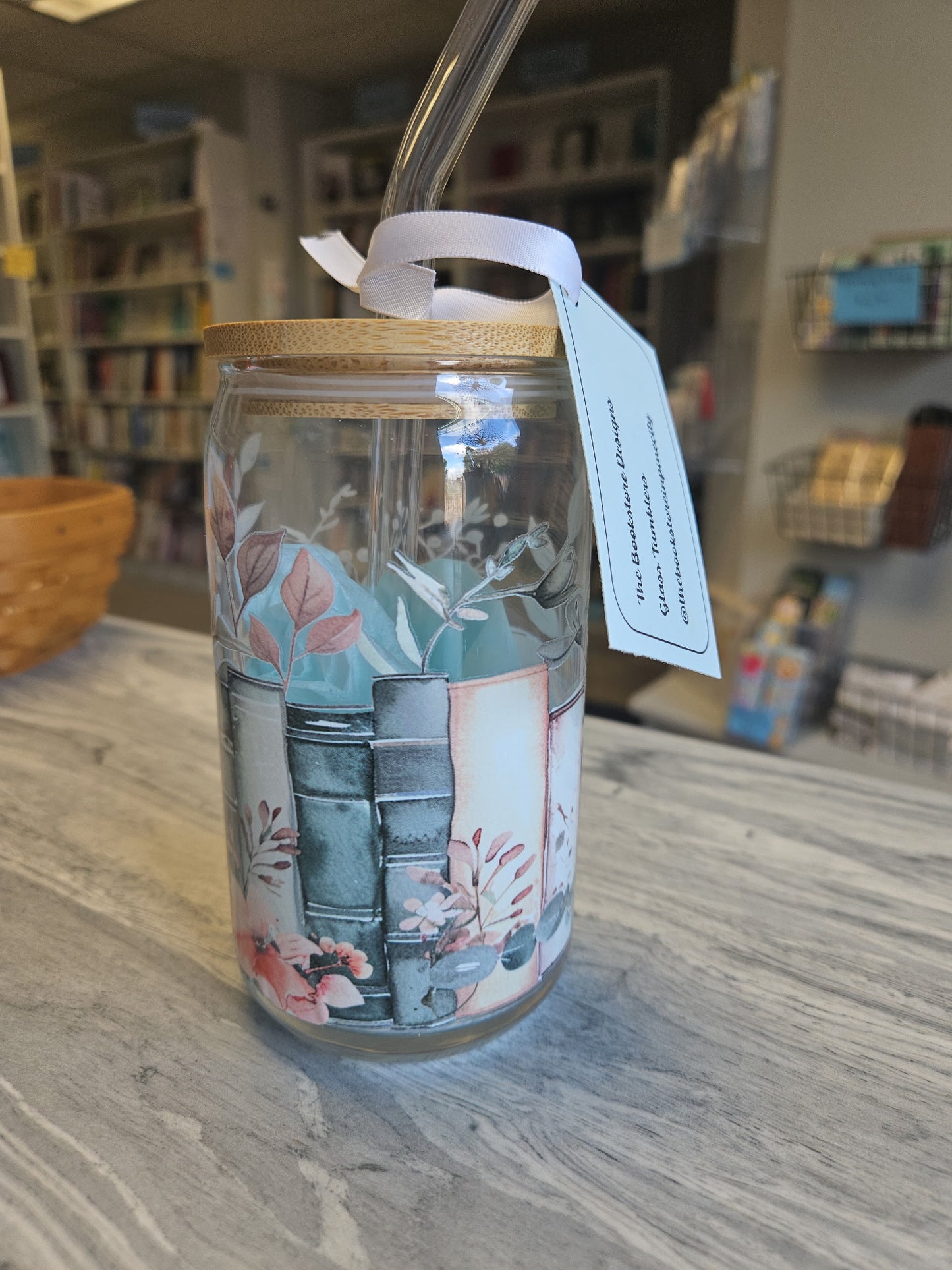 Glass Tumblers with Lids and Straws Full Wrap