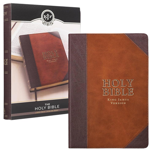 KJV Holy Bible, Thinline Large Print Faux Leather Red Letter Edition Ribbon Marker, King James Version, Brown Two-tone (KJV Thinline LP Editions) cover image