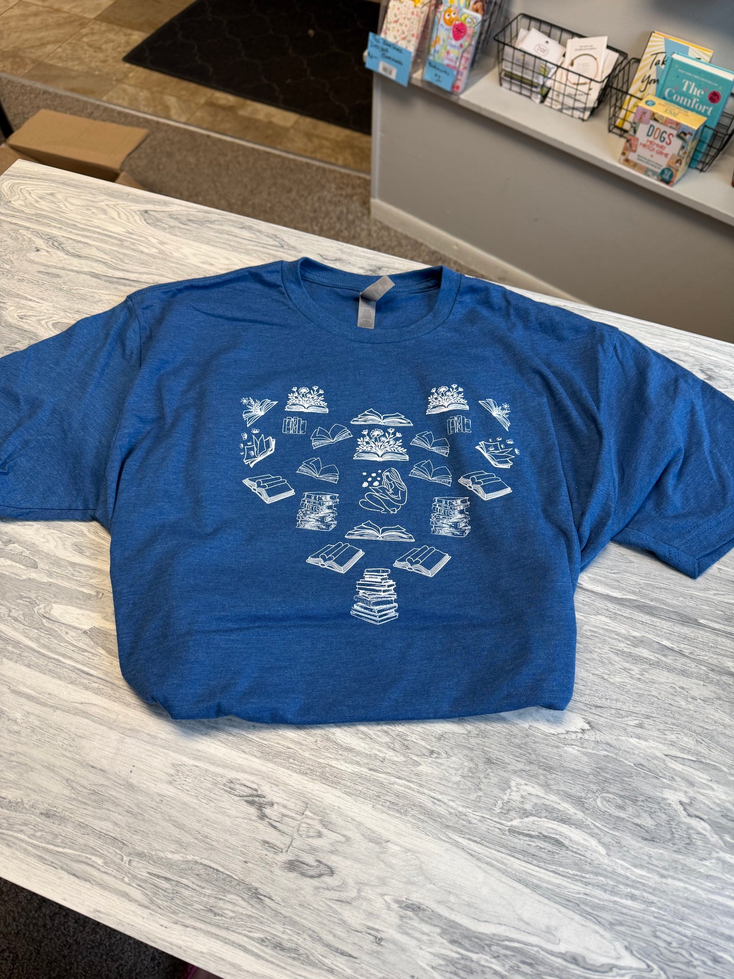 Book heart t-shirt Blue