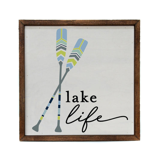 Lake Life Sign With Paddles - Summer Decor